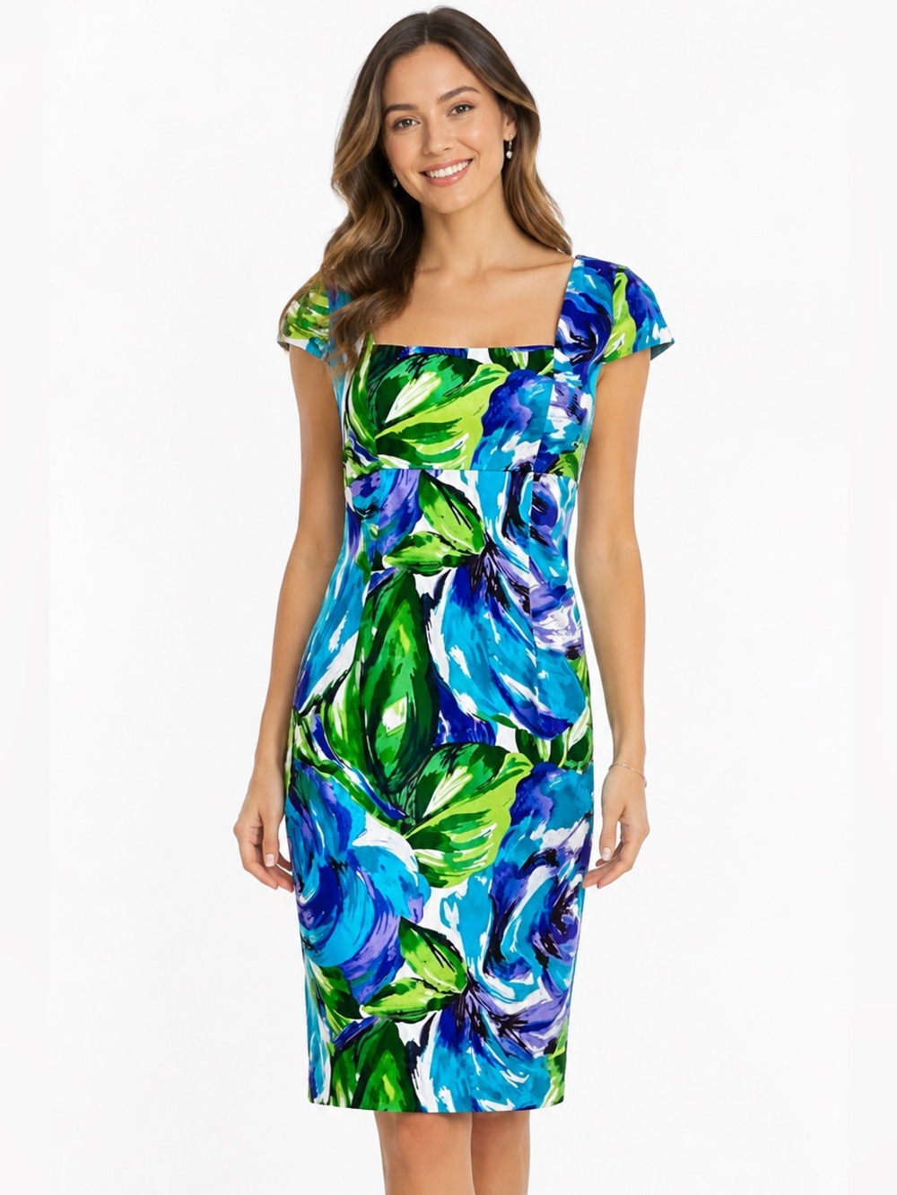 Jones New York Abstract Floral Cotton Sheath Dress Size 10 NWT